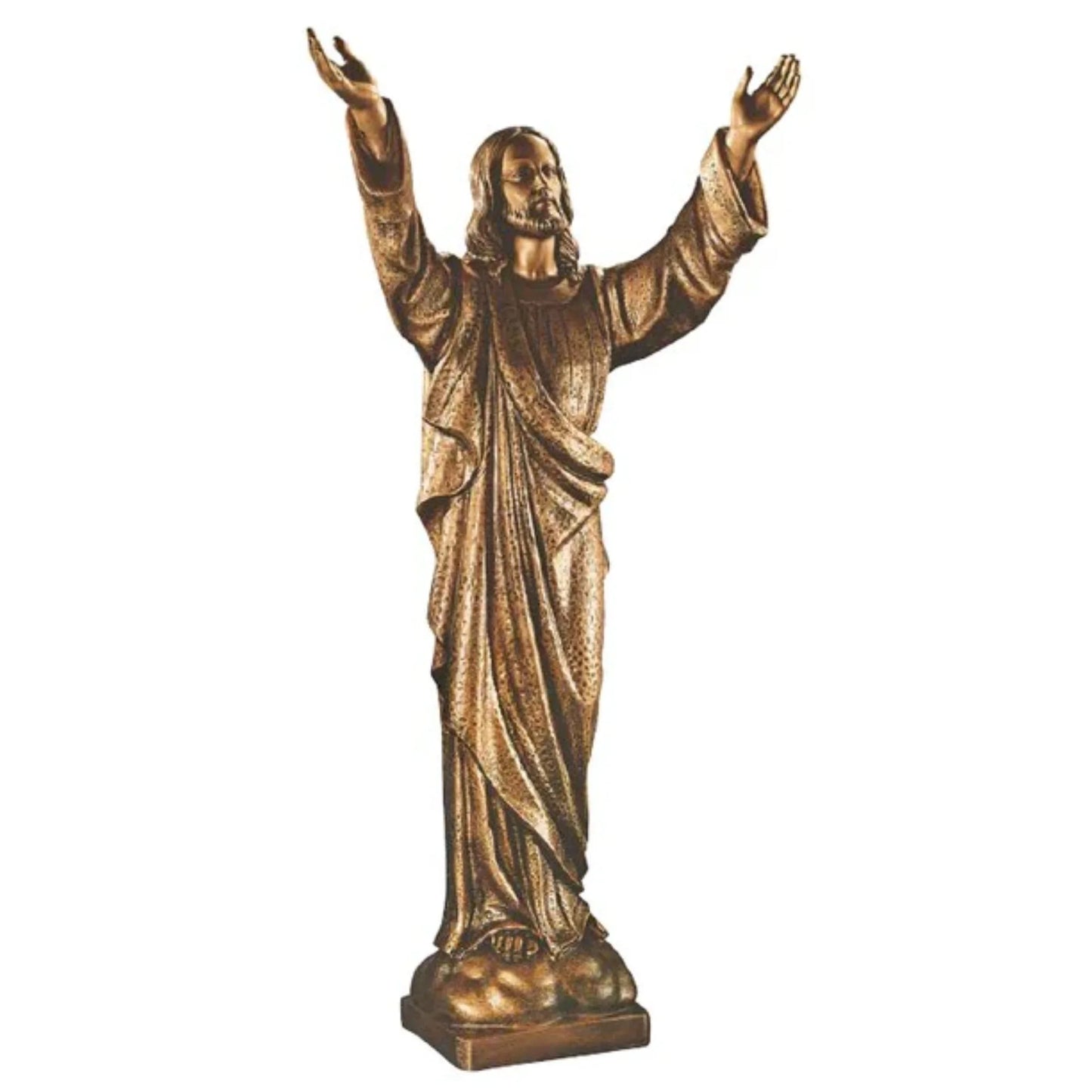 44-inch Italian marble Blessing Jesus statue, perfect for religious memorials,  bronze finish on a white background.