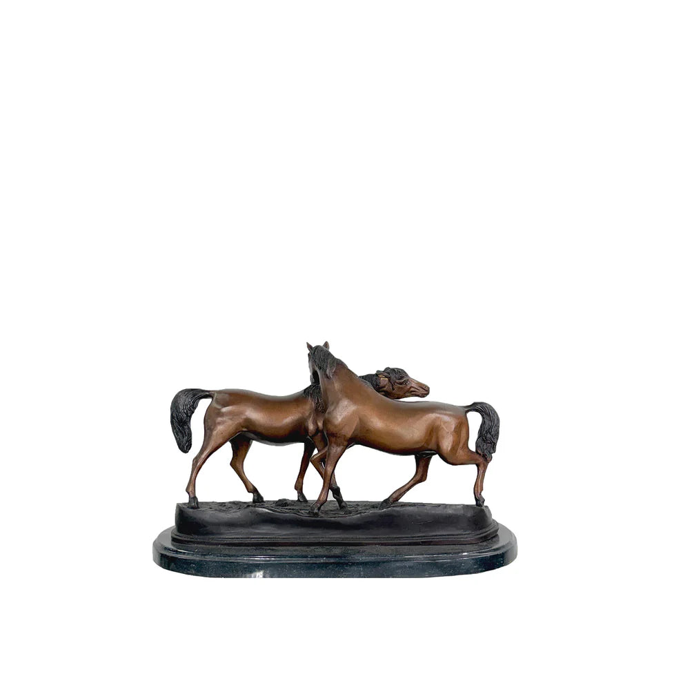 Bonded Horses Bronze Art Sculpture