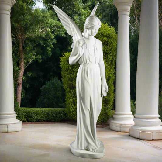 Italian Marble Memorial Angel Life-Size Sculpture