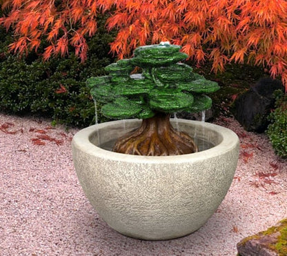 Bonsai Tree Fountain Asian Bubbler lighted Japanese Sculptural Cement