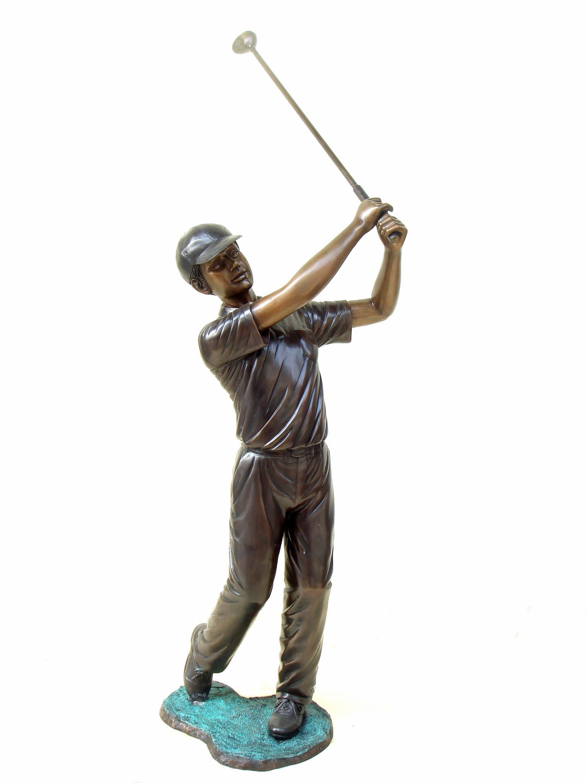 Life size bronze golfer statue 63 inch high, detailed swing sculpture for golf course or garden