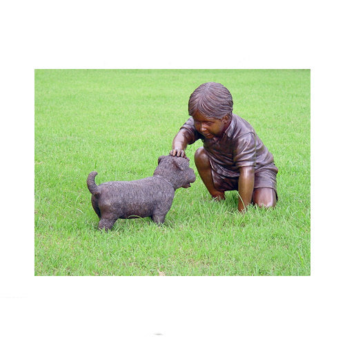Boy petting dog ideal for lovers and meaningful memorial spaces pet remembrance or gifting