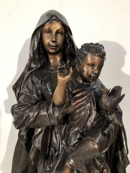 Bronze Blessed Mother Mary Child Wax Lost Life-size Religious Statues