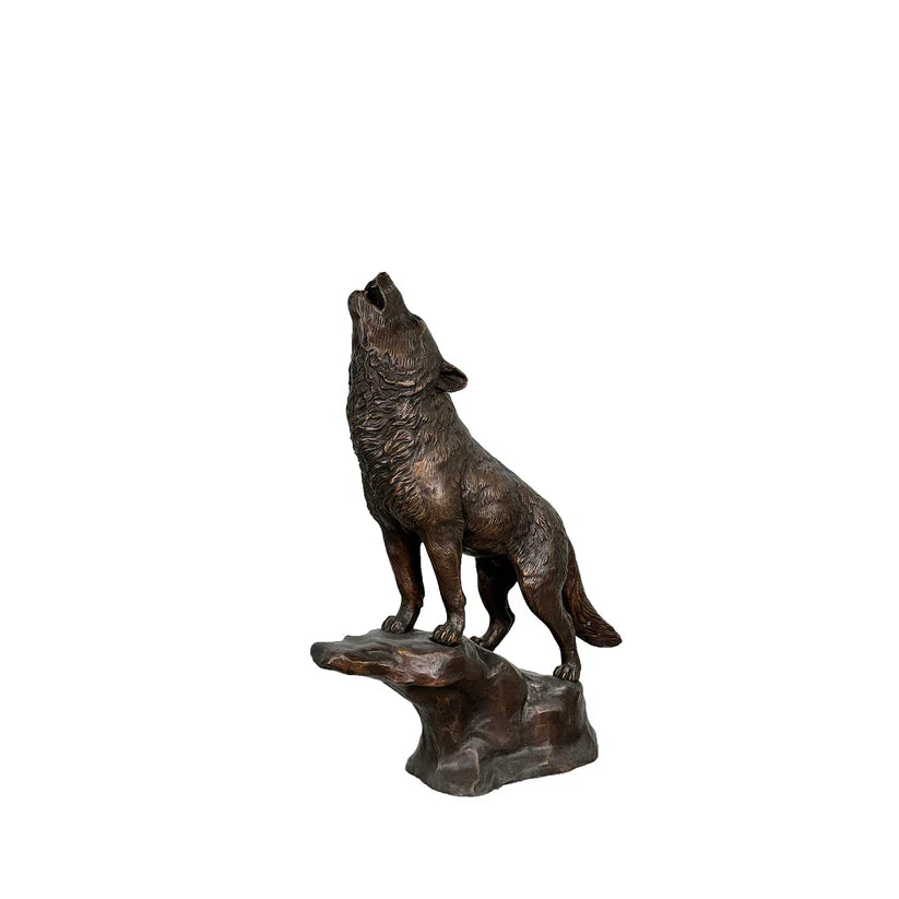 Luxury Bronze Howling Wolf Statue – Fine Art Wildlife Decor