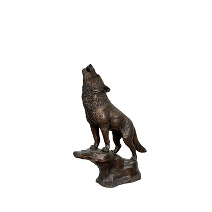 Luxury Bronze Howling Wolf Statue – Fine Art Wildlife Decor