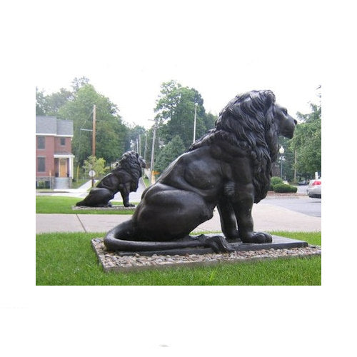 Bronze Lions Pair Sitting Monumental Statues