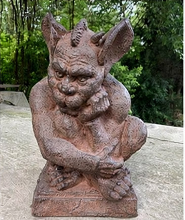 Brooding Guardian Gargoyle Statue in a Rustic coloring