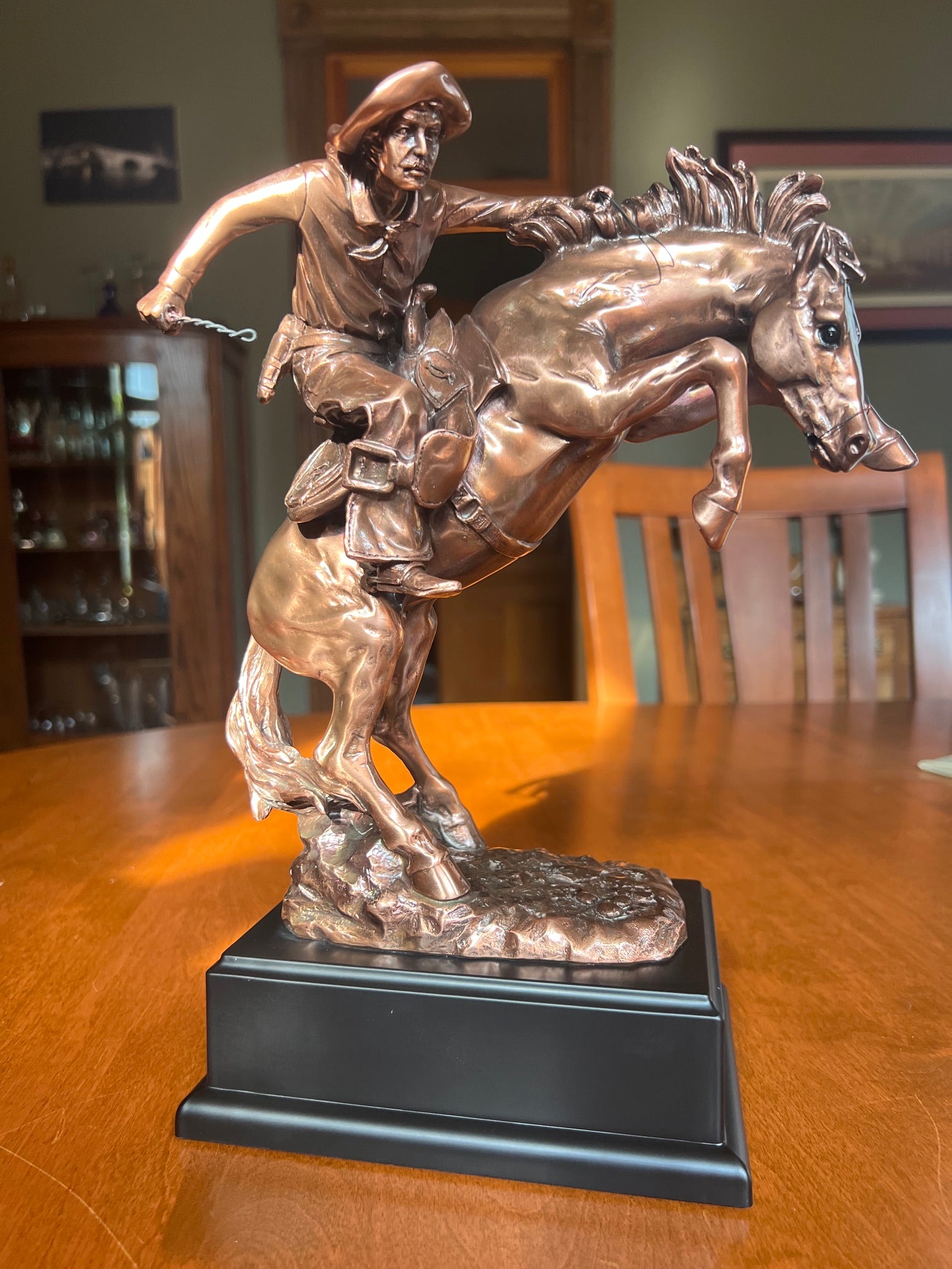 Busting Bronco Western Cowboy Sculpture great for awards has 