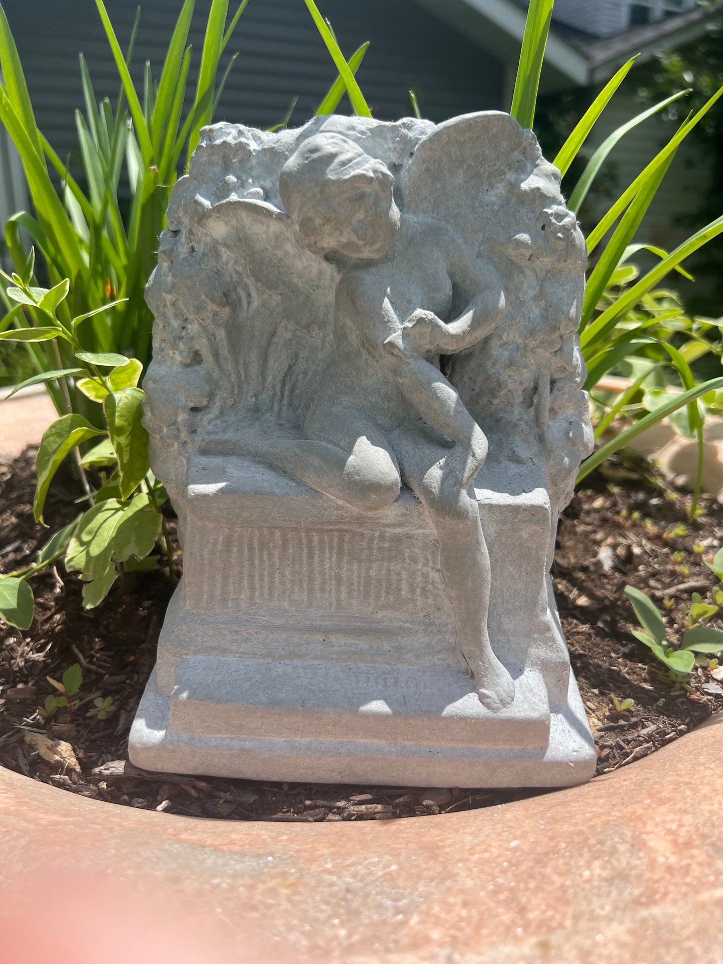 Butterfly Fairy Cement Garden Statue Antique Styling