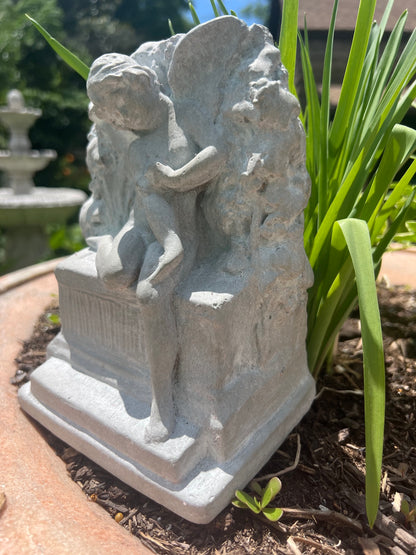 Small cast stone fairy statue for gravesite memorial