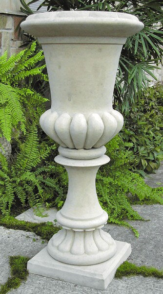Roman Tall Fluted Urn of Concrete Replica from European Estates