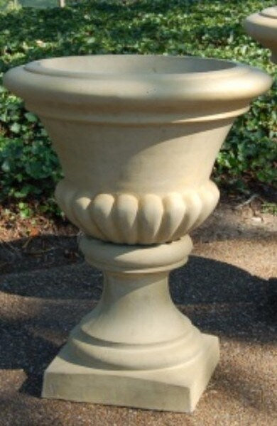 Concrete Planter - Small Fluted Roman Urn Made of Cement