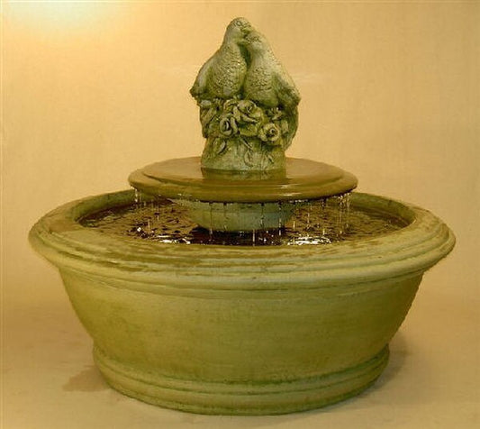 Small Anderson Fountain with Lovebirds on Tier