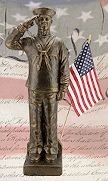 Navy Soldier in Uniform African American Veteran Garden Statue