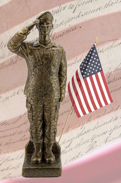 Camo Woman Soldier Military Statue African American Female Hero