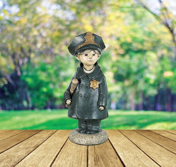 Little Dreamers Police Officer Boy Cement Statue Garden Sculpture Colored