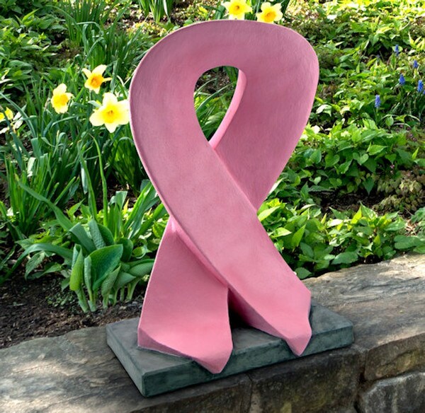 Pink Ribbon Sculpture symbol of hope and solidarity in the fight against breast cancer
