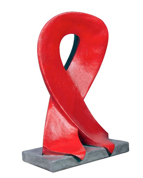Statue Awareness Red Ribbon Sculpture Cast Stone symbol of HIV/AIDS