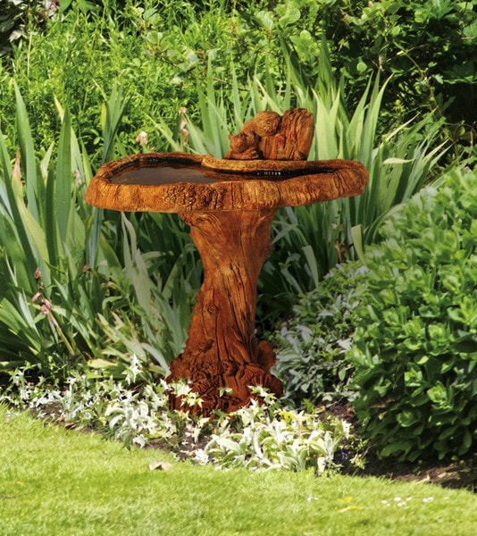 Squirrel Birdbath Garden Sculpture Cement Stone Statuary Henri