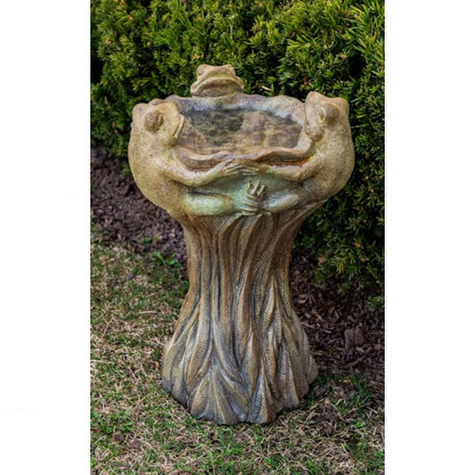 Three Frogs Sculptural Birdbath Cement Garden Statue Whimsical