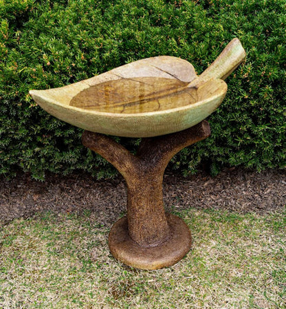 Two-Part Leaf Birdbath Garden Sculpture