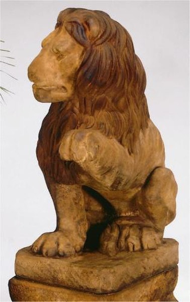 Lion Left Paw Up Cement Sculpture Outdoor High-End Decorating