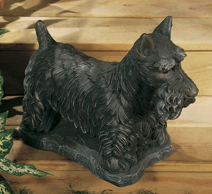 Black Scottish Terrier Garden Statue Stone Cement Outdoor Memorial