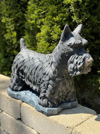 Scottie Dog Cement Statue Scottish Terrier Garden Sculpture Black White