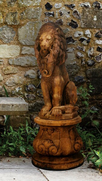 Lion Regal Grand Scale Cement Sculpture Cemment Large Outdoors