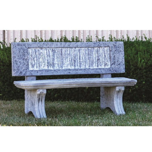 Tree line birch tree garden bench back rest cement outdoor seating art