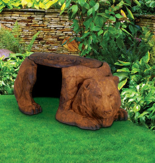 Grizzly Bear Garden Bench Seating Sculptural Stone Cement Animal