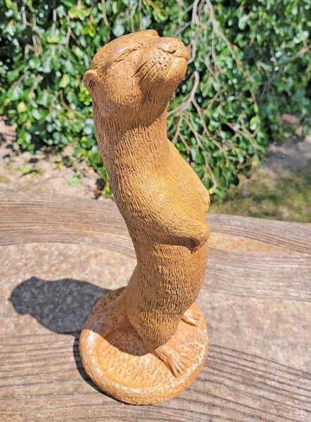 Otter Piped Water Feature Piped Statue Whimsical Sculpture Concrete