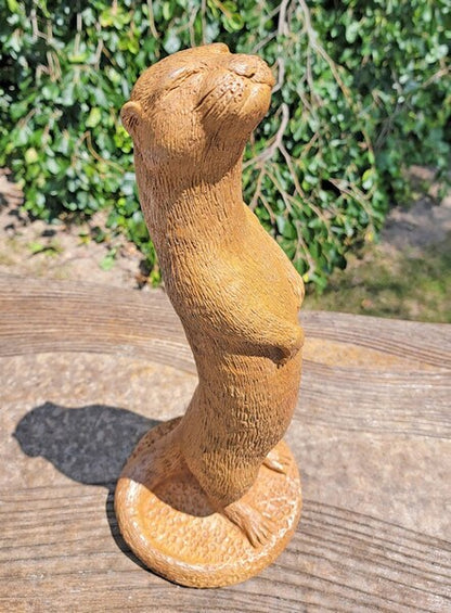Otter Piped Water Feature Piped Statue Whimsical Sculpture Concrete