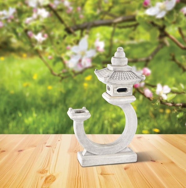 Sculptural Curved Great Pagoda Lantern Garden Asian Statue Cement