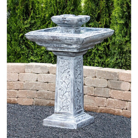 Victoria Cast Stone Garden Fountain Cement Elegant vines adorn the pedestal