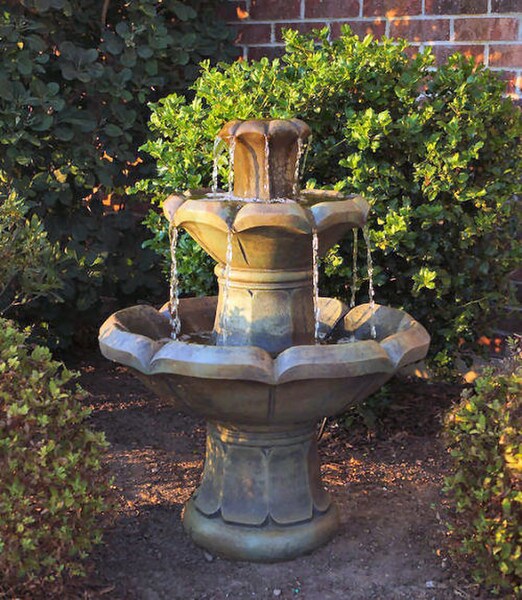 Montreux Two Tier Garden Fountain Spilling Water for bowls Artwork