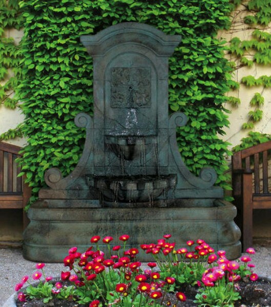 LaMura Four Seasons Flat Wall Fountain Cast Stone Decorative Estate