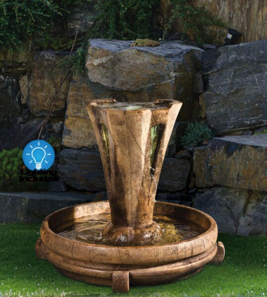 Vesuvio Fountain Small With Light Modern Cast Stone Bold Style