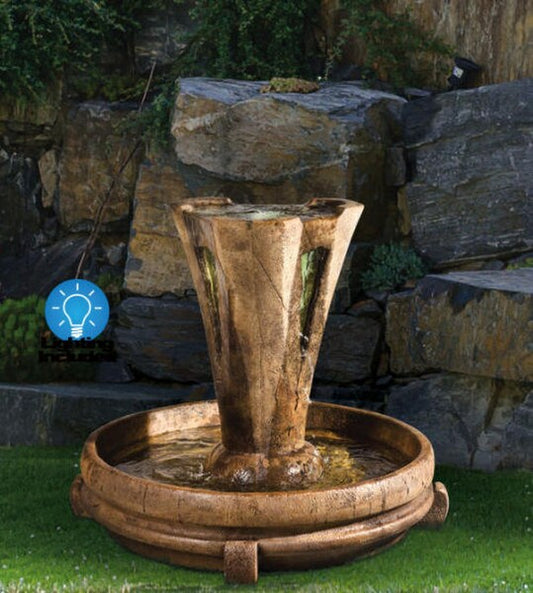 Vesuvio Fountain Small With Light Modern Cast Stone Bold Style
