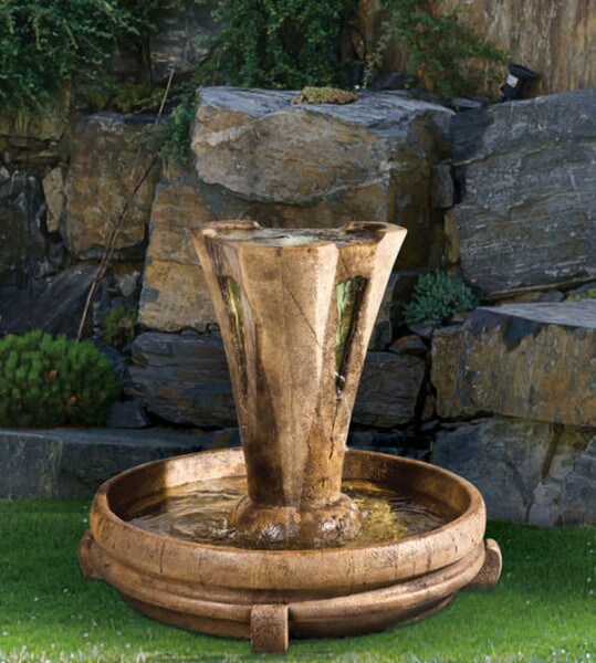 Vesuvio Fountain Small With Light Cast Stone Made America Cement