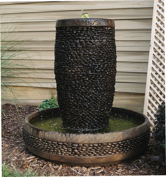 Shimmering Stones Fountain In pool bubbling Cement Modern