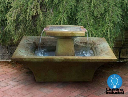 Art Deco Cement Fountain Rectangular with Light High-end