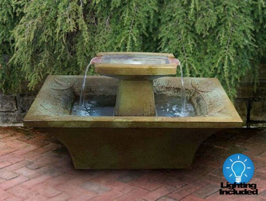 Art Deco Cement Fountain Rectangular with Light High-end