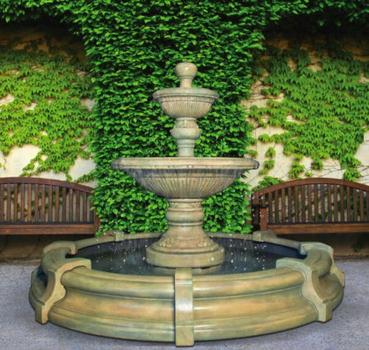 Traviata Two Tier Fountain in Toscana Pool Garden Estate Decor