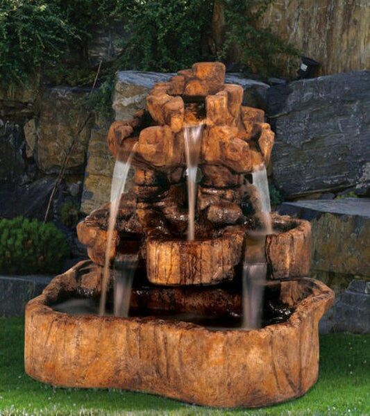 Rock Falls Fountain Medium Massive Canyon Waterfall Nature Decor