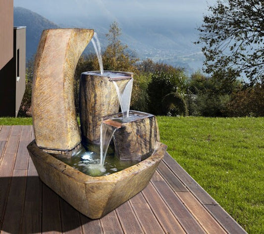 Curving Vessel Garden Fountain Unique heavy wieght durable cement