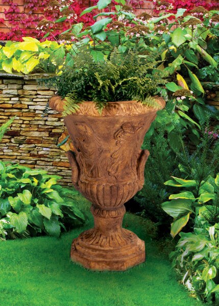 Vase Italian Relief Urn Large Cast Stone Roman Frieze Sculptural Art