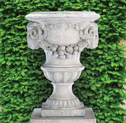 Ram Head Urn Pot Planter Cement Signature Sculptural Vase Stone