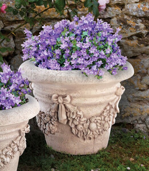 Classic Palm Pot cornucopia of Flowers Relief Cement Outdoor Art