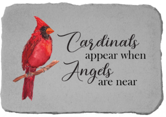 Loss memorial stone features a vibrant red cardinal on a branch Plaque